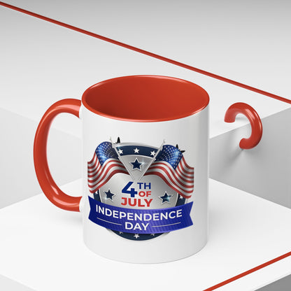 4th of July Independence Day Coffee Mug - Patriotic American Flag Accent