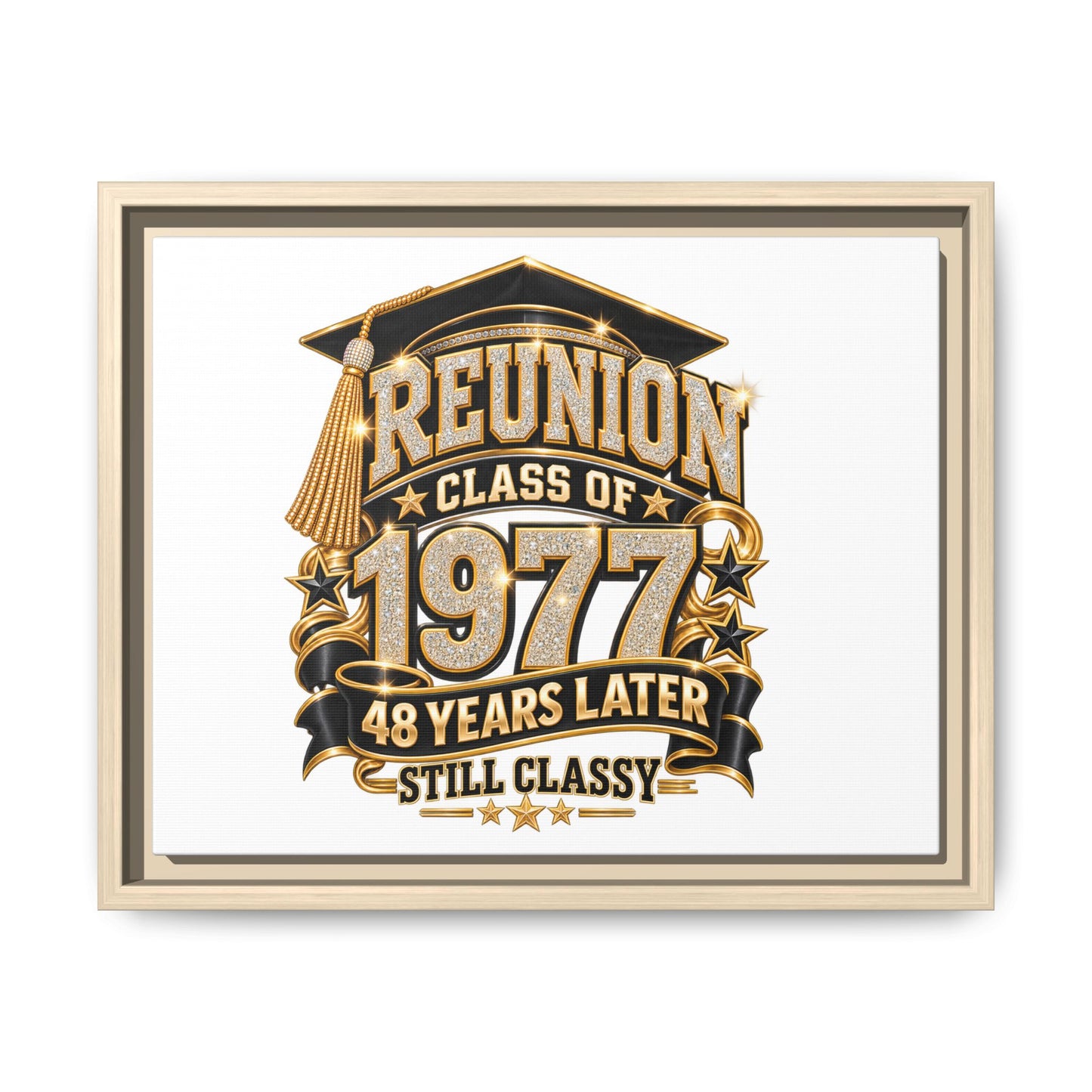 Reunion Class of 1977 Framed Canvas - "48 Years Later Still Classy"