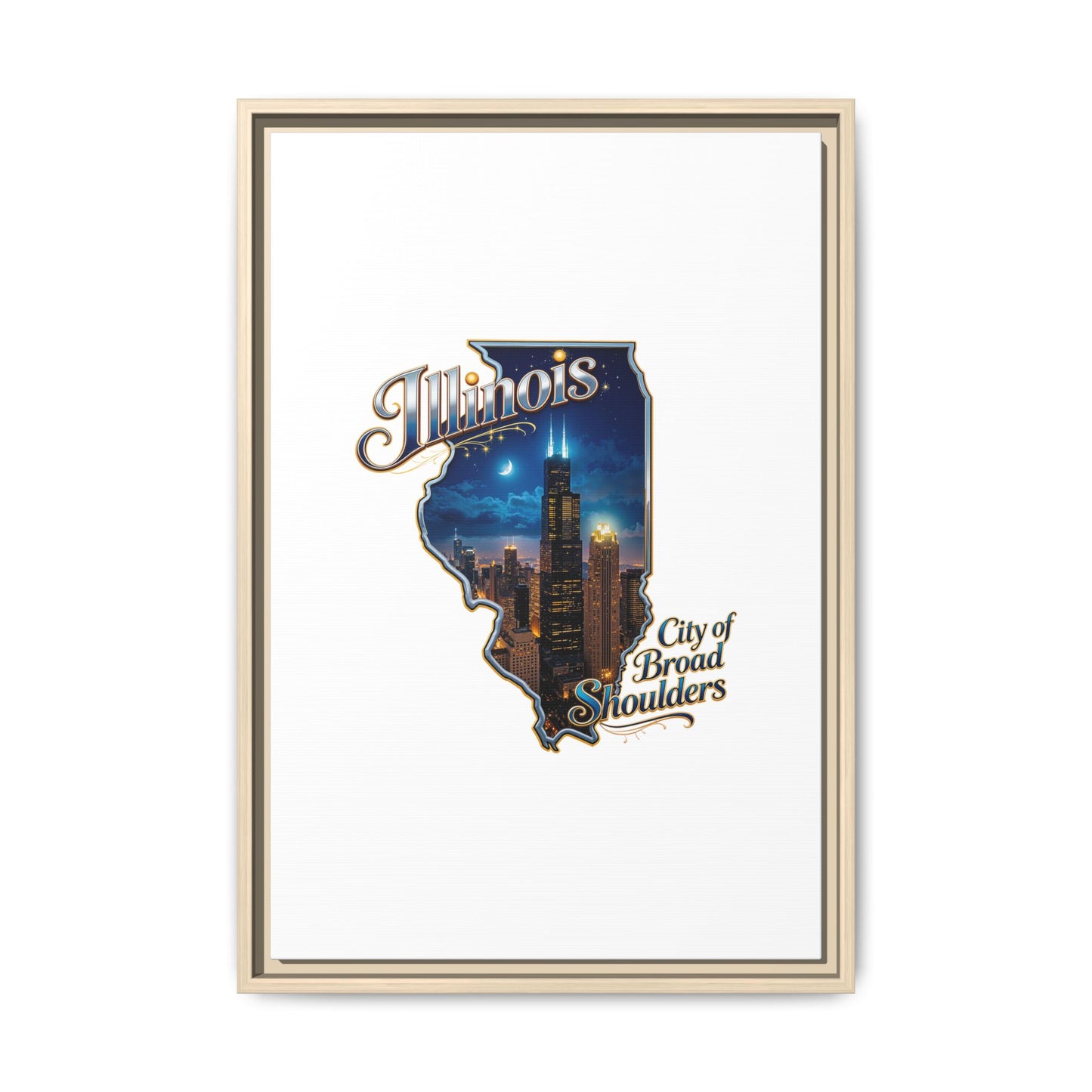 Illinois City of Broad Shoulders Matte Canvas Framed Wall Art