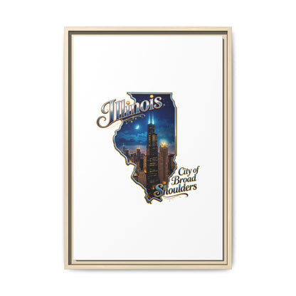 Illinois City of Broad Shoulders Matte Canvas Framed Wall Art