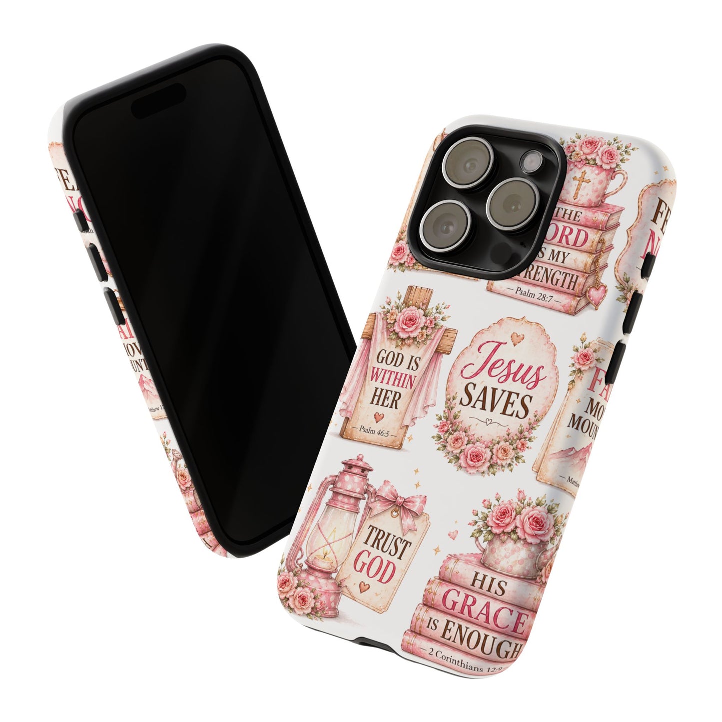 Faith Phone Case — 'Jesus Saves' Floral Christian Scripture iPhone Case