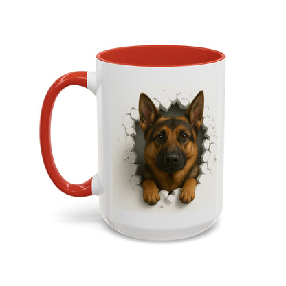 German Shepherd Coffee Mug — "Peek-a-Buddy" Accent Dog Mug (11/15oz)