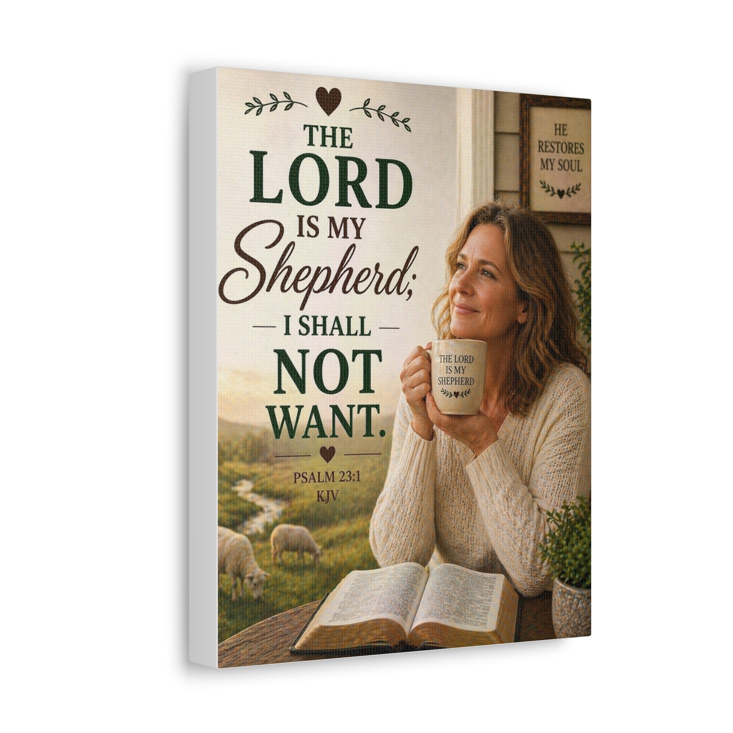 Stretched Canvas - "The Lord Is My Shepherd" Psalm 23:1 Inspirational Christian Wall Art