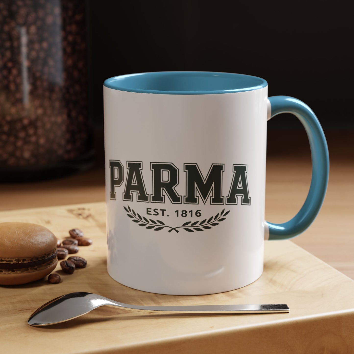Parma Established 1816 Accent Coffee Mug — Vintage Collegiate Ceramic Coffee Cup