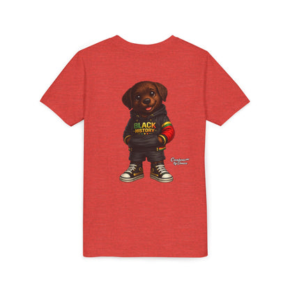 Youth Tee — Cute Puppy 'Black History' Graphic Shirt