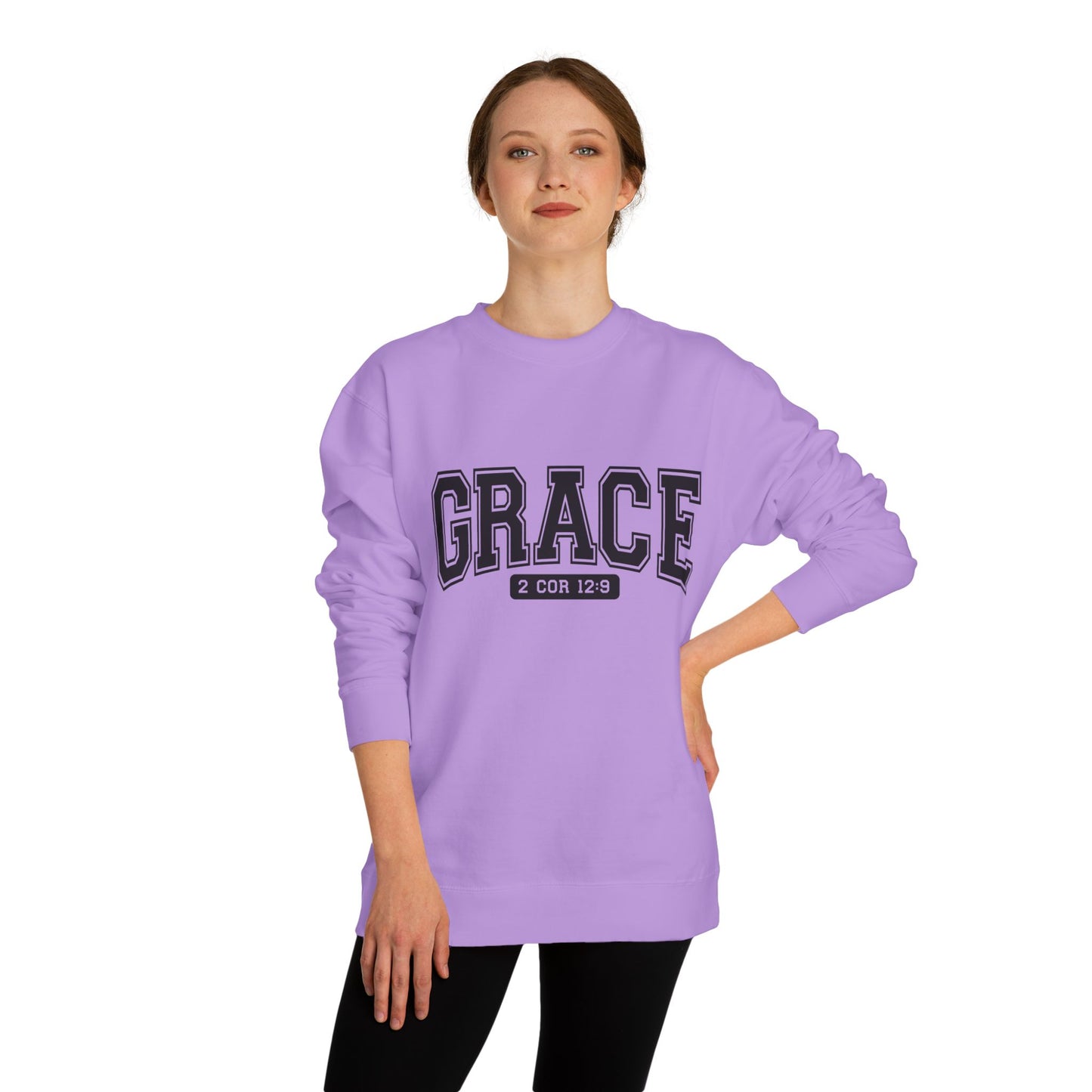 Grace Crewneck Sweatshirt – 'GRACE' 2 Cor 12:9 Christian Pullover