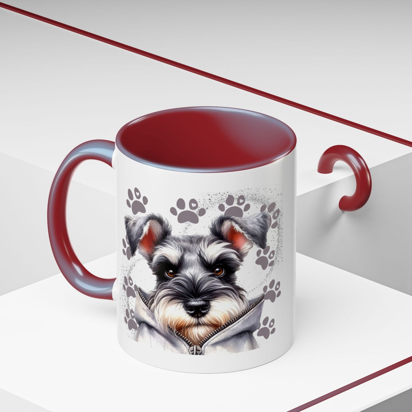 Schnauzer Paw Print Accent Coffee Mug (11/15oz)
