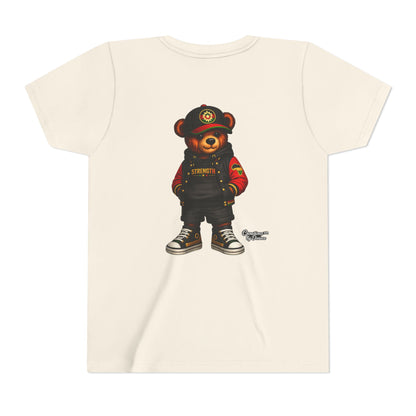 Kids Teddy Bear Streetwear Tee — 'Strength' Graphic Youth T-Shirt