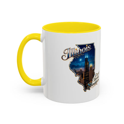 Illinois Skyline Accent Coffee Mug – City of Broad Shoulders Chicago Design (11/15oz)