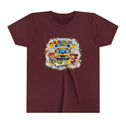 Youth Tee — "Headstart All-Star" Cute School Bus & Characters Back-to-School Shirt