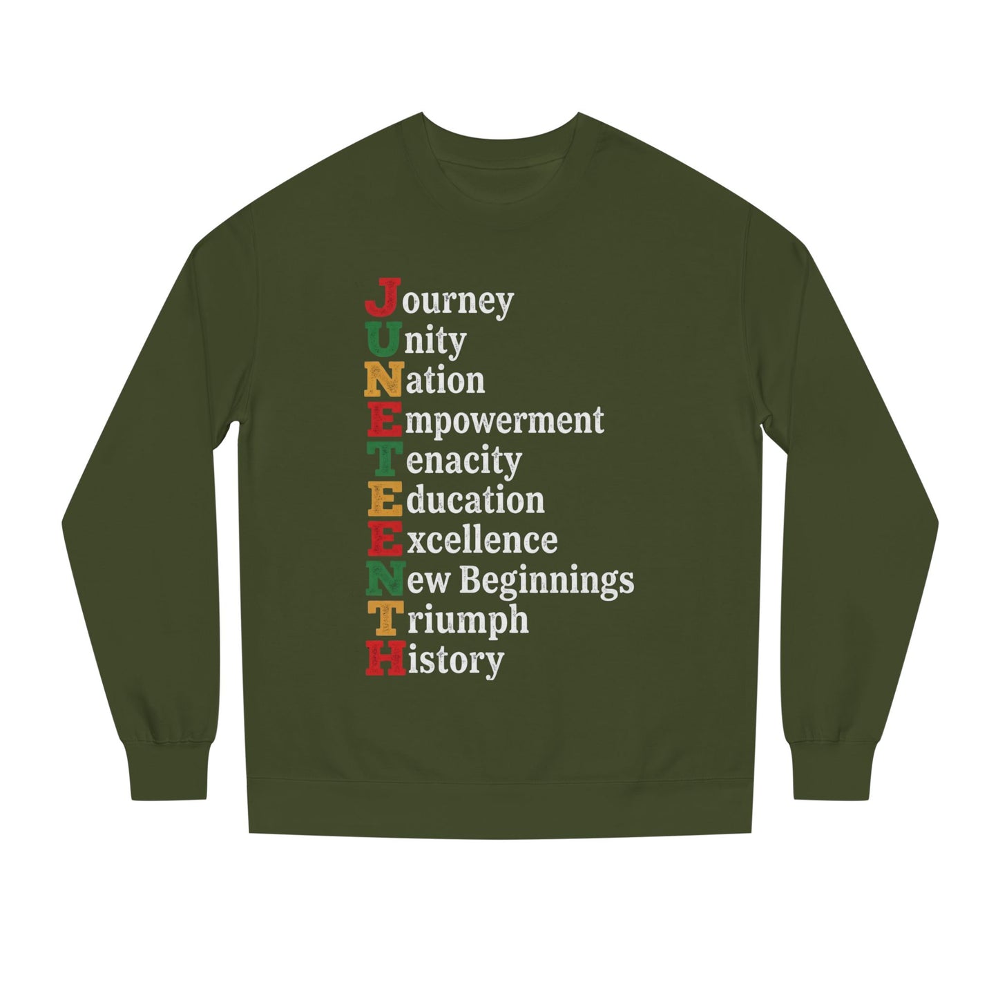 Juneteenth Crewneck Sweatshirt — "JUNETEENTH" Acrostic: Journey, Unity, Nation, Empowerment