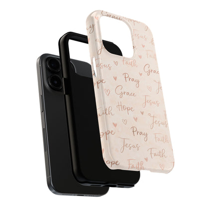 Pray Grace Hope Phone Case | Christian Floral iPhone Case