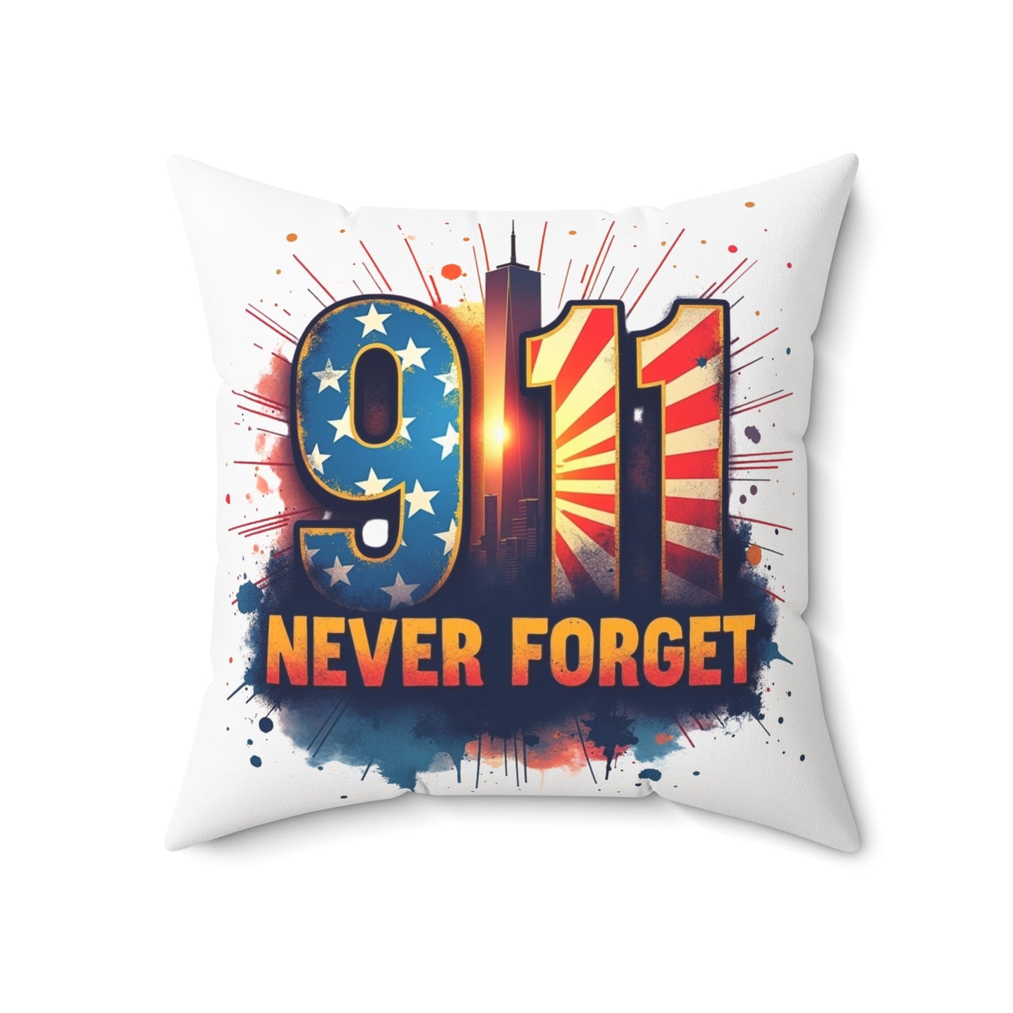 9/11 Never Forget Throw Pillow – Memorial American Flag Tribute