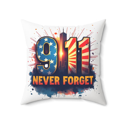 9/11 Never Forget Throw Pillow – Memorial American Flag Tribute