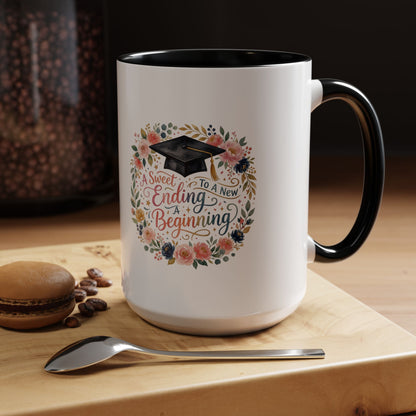 Graduation Floral Coffee Mug — "A Sweet Ending to a New Beginning"