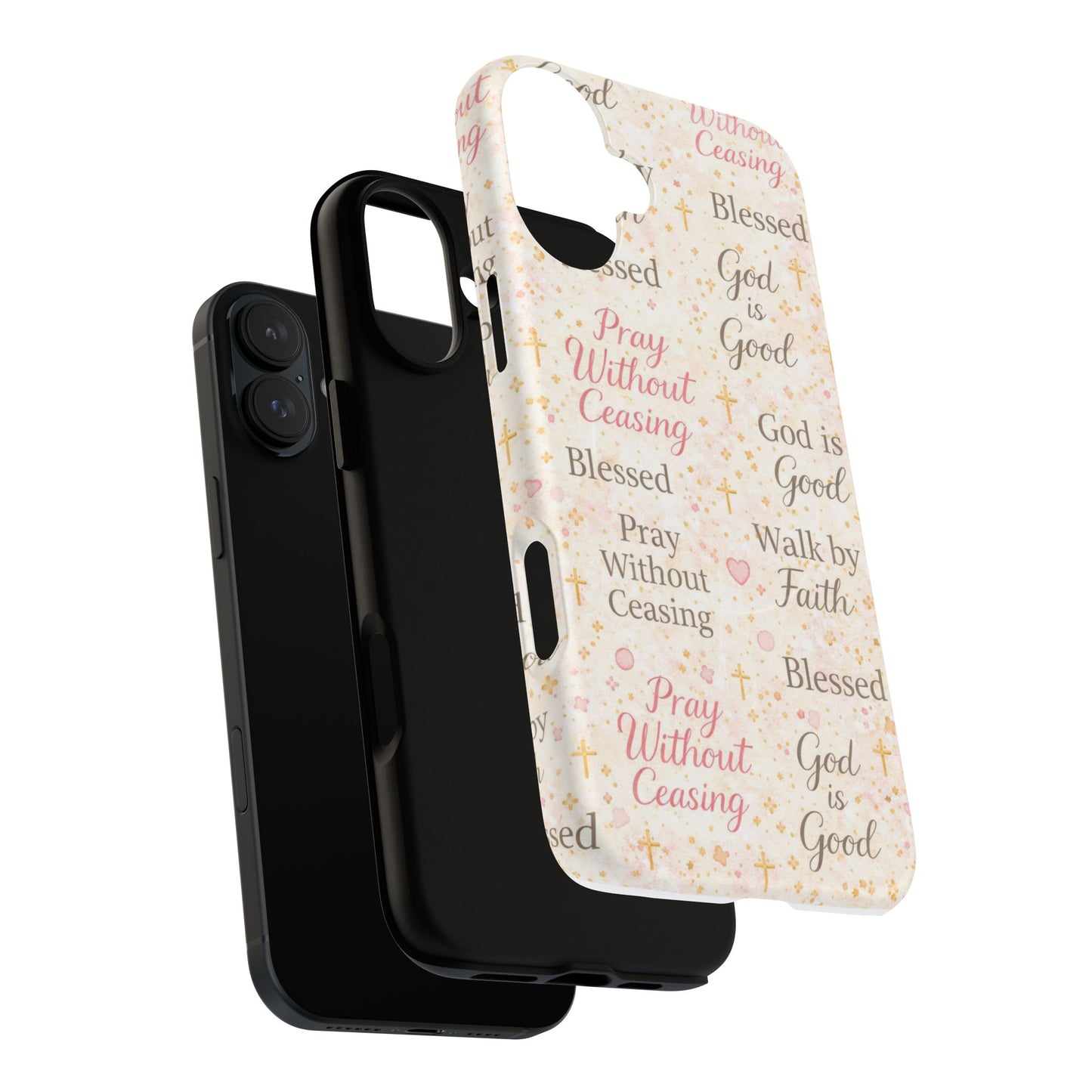 Christian Faith Magnetic Phone Case — "Pray Without Ceasing" Patterned Tough Case