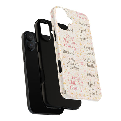 Christian Faith Magnetic Phone Case — "Pray Without Ceasing" Patterned Tough Case