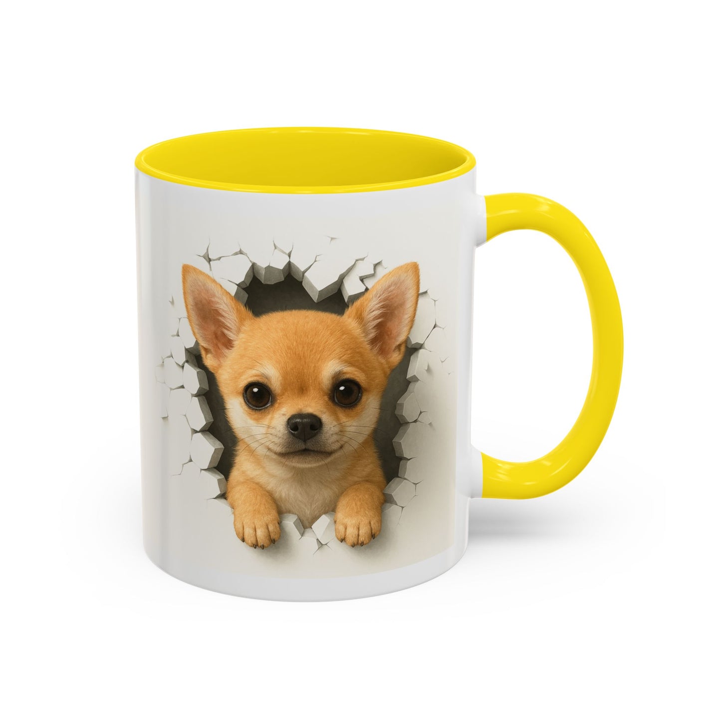 Chihuahua Peek-A-Boo Accent Coffee Mug – Cute Dog Lover Gift (11/15 oz)