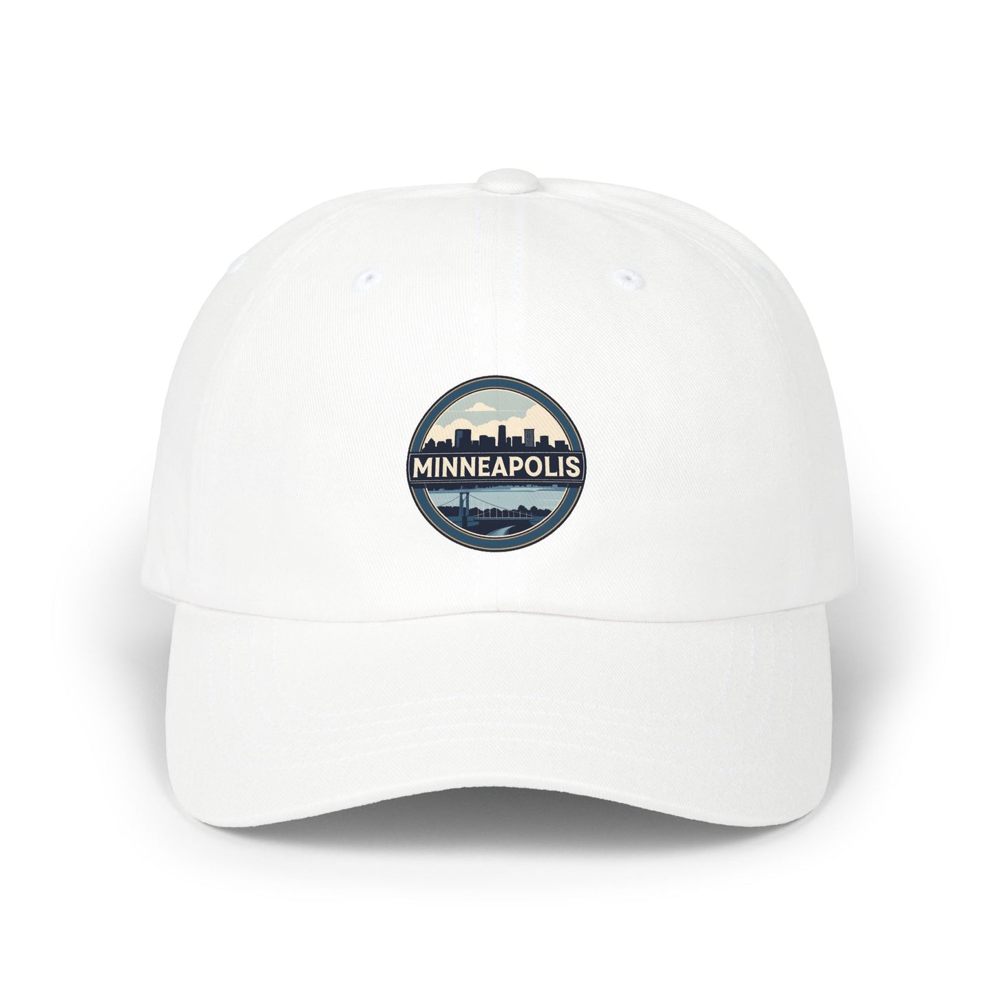 Minneapolis Skyline Dad Cap — Vintage Circle Patch Hat