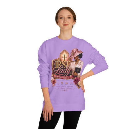 First Lady Christian Sweatshirt - Leading With Love Religious Church Pullover