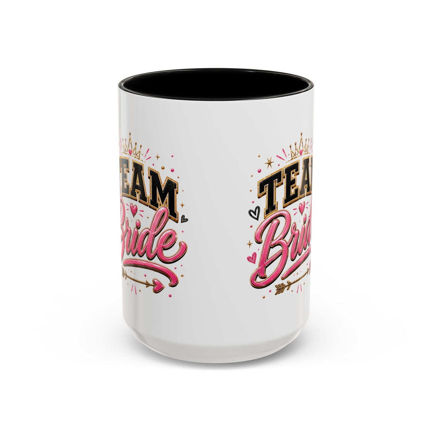Team Bride Accent Coffee Mug — Pink & Gold Bachelorette Bridal Shower Gift (11/15 oz)