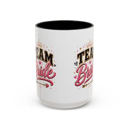 Team Bride Accent Coffee Mug — Pink & Gold Bachelorette Bridal Shower Gift (11/15 oz)