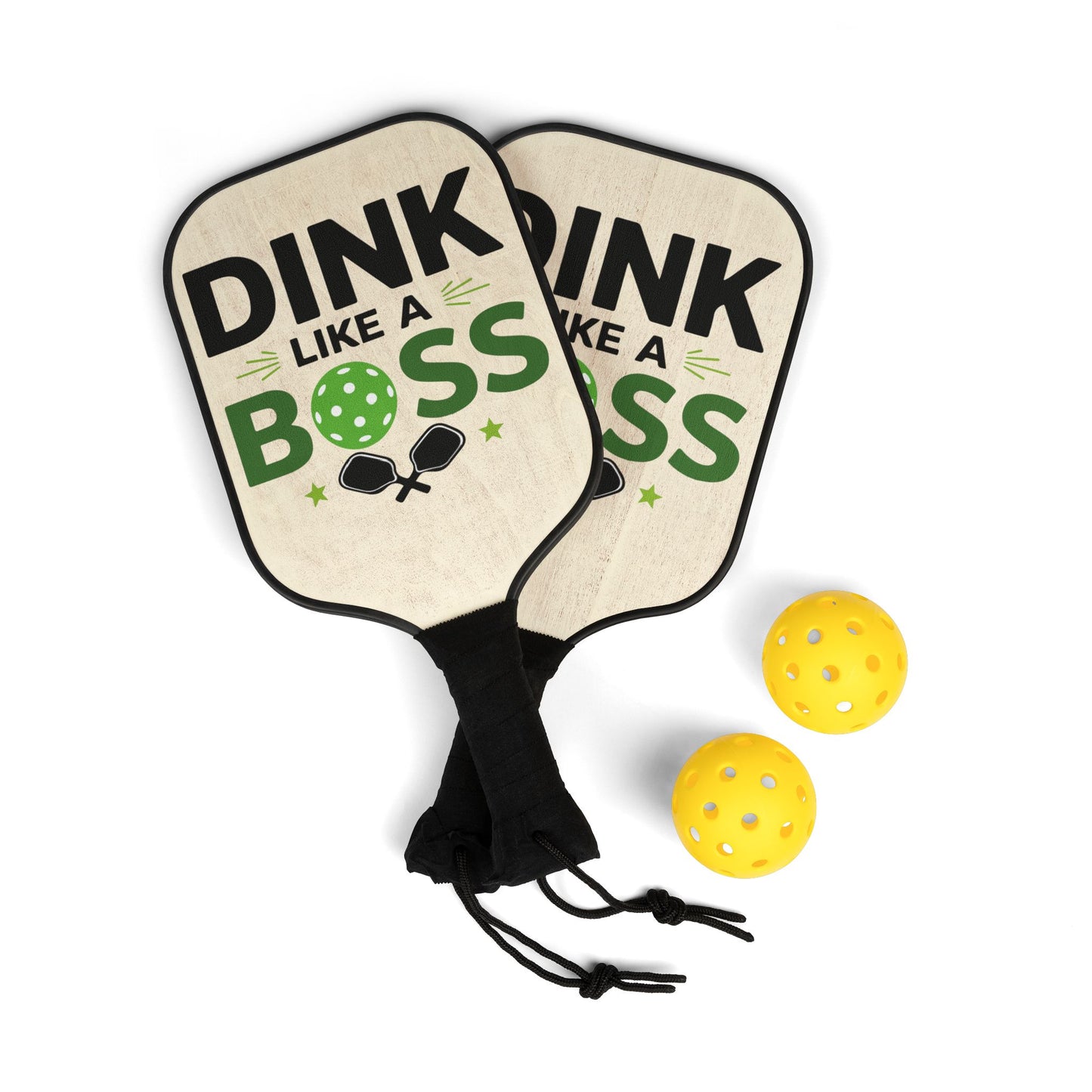 Dink Like a Boss Pickleball Paddle Set — 2-Pack Paddle & Balls