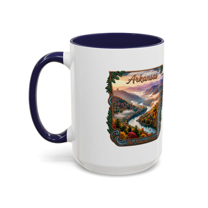Arkansas Scenic Coffee Mug — Vintage State Map River Landscape (11/15 oz)