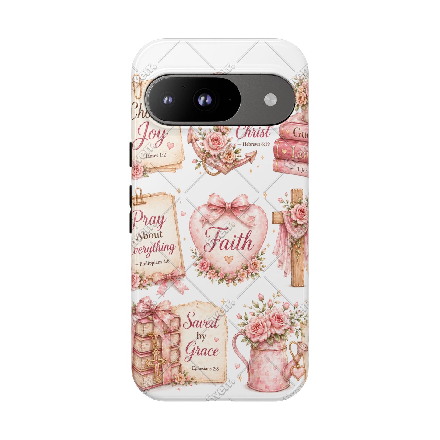 Faith Floral Phone Case – Christian Inspirational Scripture iPhone Cover (Choose Joy, Pray, Faith)