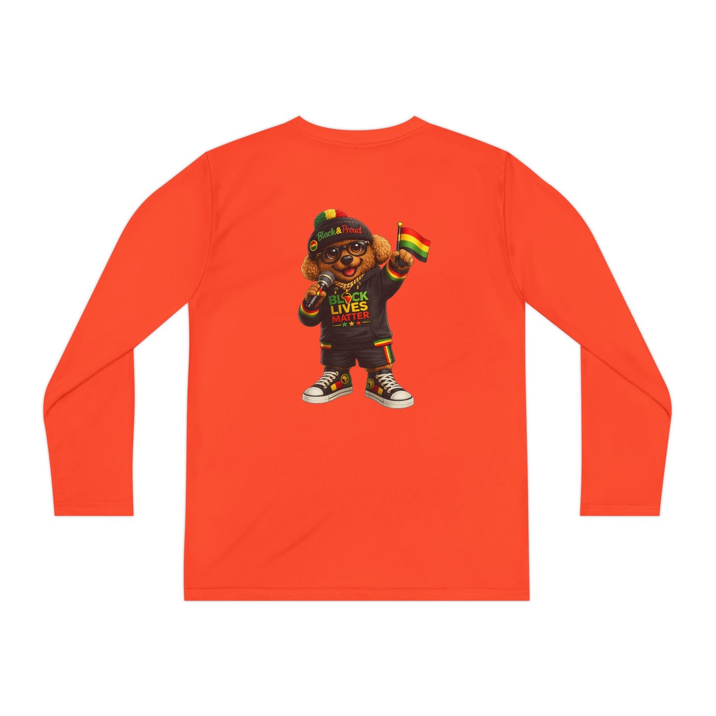 Youth Long Sleeve Tee — Black Lives Matter Kid Graphic with Rasta Flag