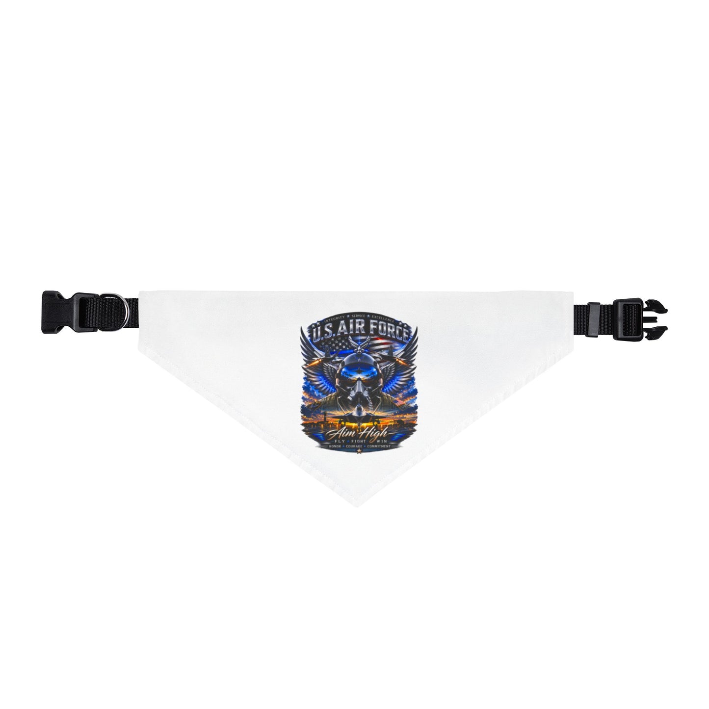 US Air Force Skull Clip-On Pet Bandana — Military Pride Dog & Cat Accessory
