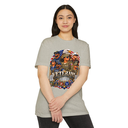 Veterans Tribute T-Shirt – Patriotic Eagle & Service Emblems