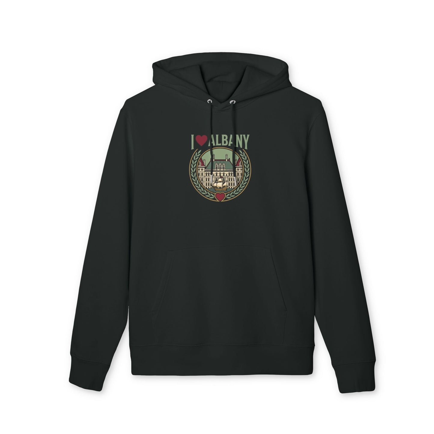 I Heart Albany Hoodie — Vintage Cityscape Pullover
