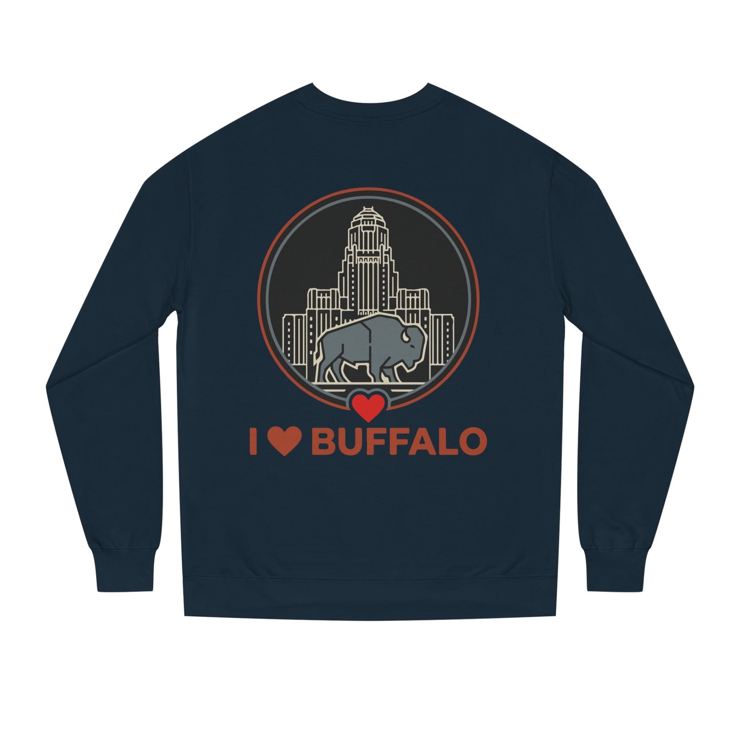 I  Buffalo Sweatshirt — Buffalo Skyline & Bison Graphic Crewneck