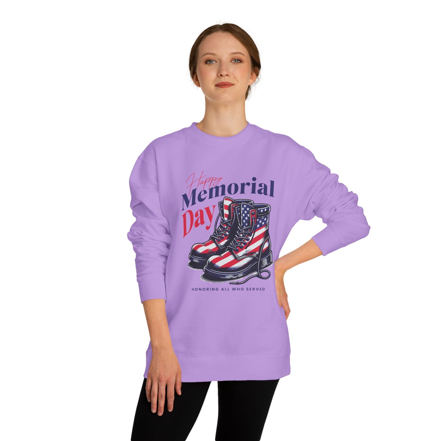 Memorial Day Flag Combat Boots Sweatshirt — Honoring All Who Served