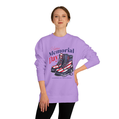 Memorial Day Flag Combat Boots Sweatshirt — Honoring All Who Served