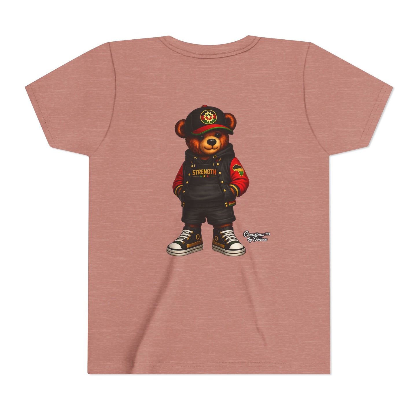 Kids Teddy Bear Streetwear Tee — 'Strength' Graphic Youth T-Shirt