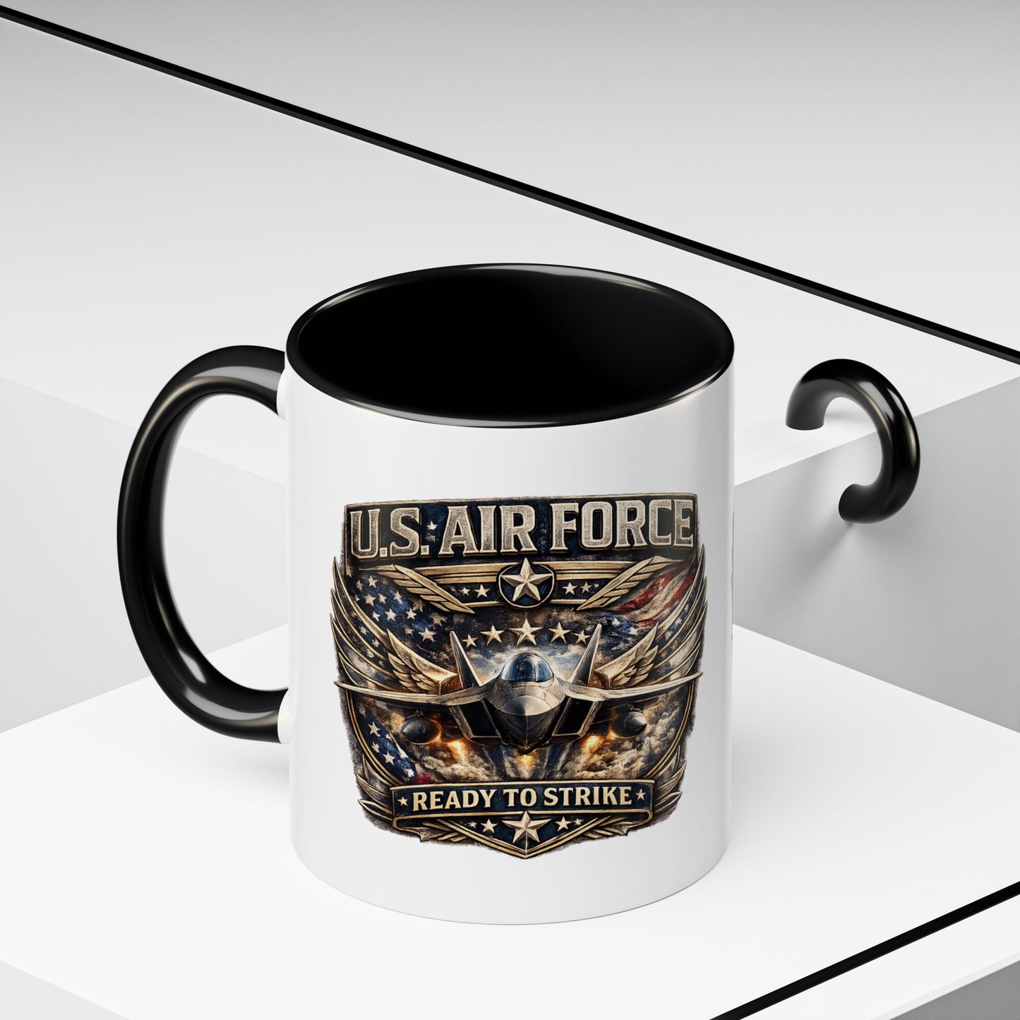 U.S. Air Force Accent Coffee Mug — "Ready to Strike" Military Aviation Gift