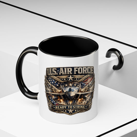U.S. Air Force Accent Coffee Mug — "Ready to Strike" Military Aviation Gift