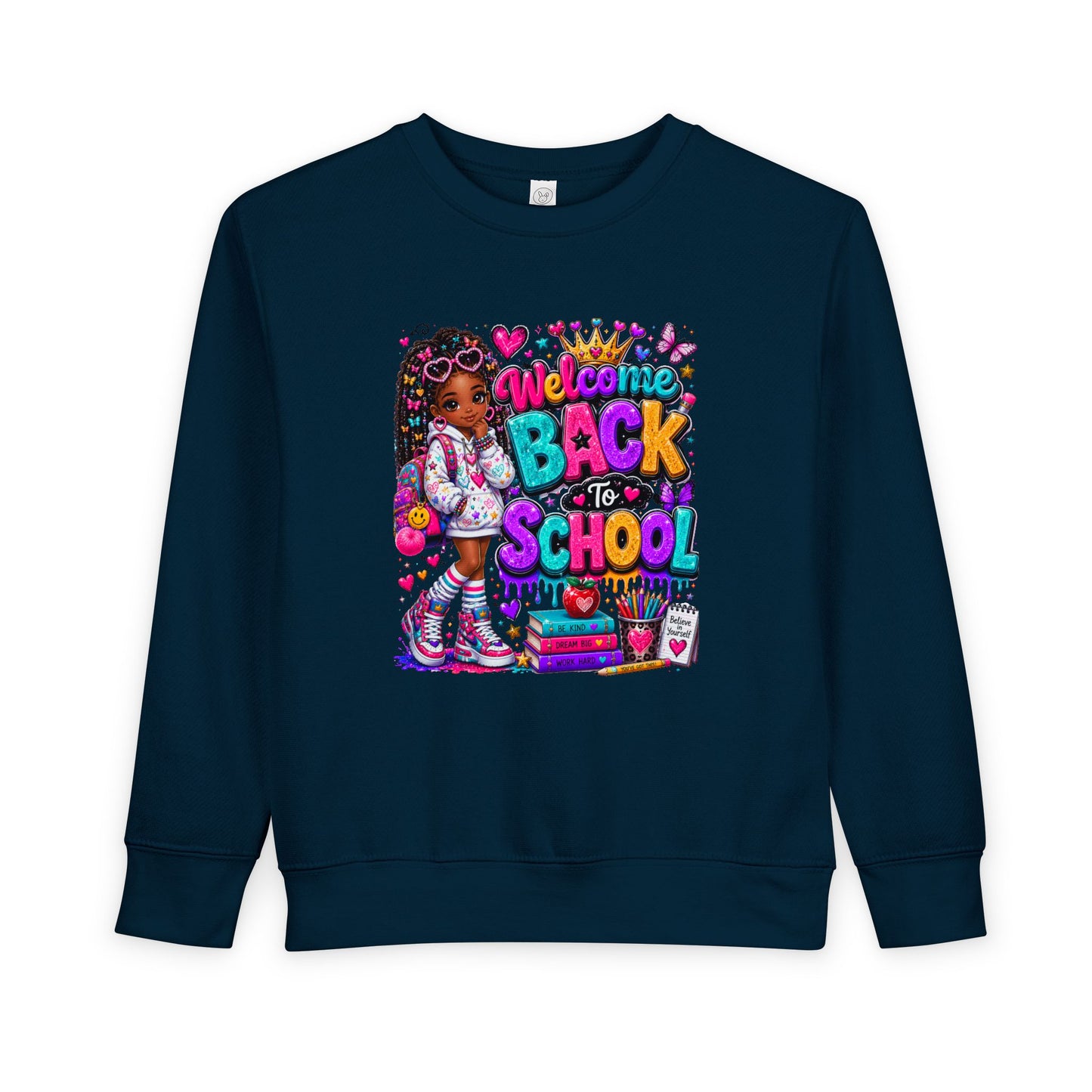 Welcome Back to School Toddler Sweatshirt — Cute African American Girl School Outfit