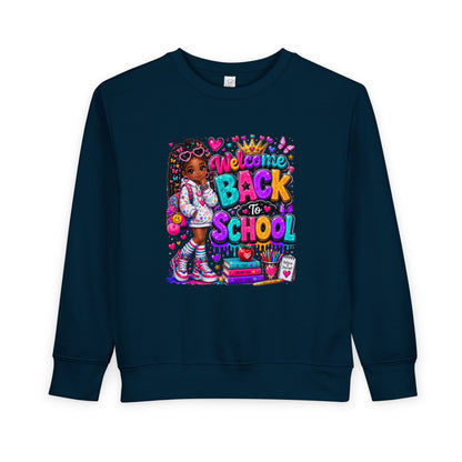 Welcome Back to School Toddler Sweatshirt — Cute African American Girl School Outfit