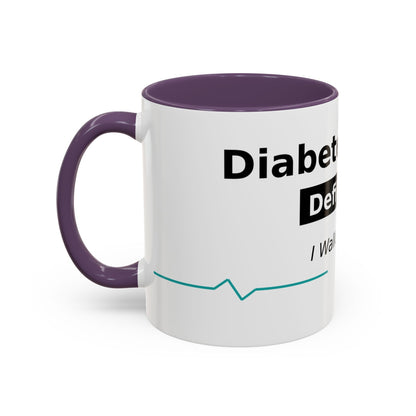 Diabetes Won't Define Me Accent Coffee Mug — "I Walk by Faith" Inspirational Tea Cup