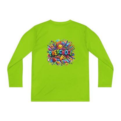 Youth Preschool Long Sleeve Tee - Colorful School Supplies Design