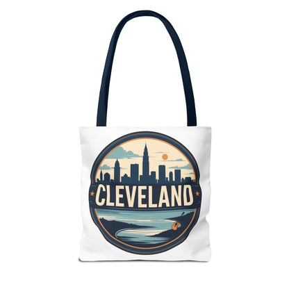Cleveland Skyline Tote Bag — Vintage Cityscape Beach Design