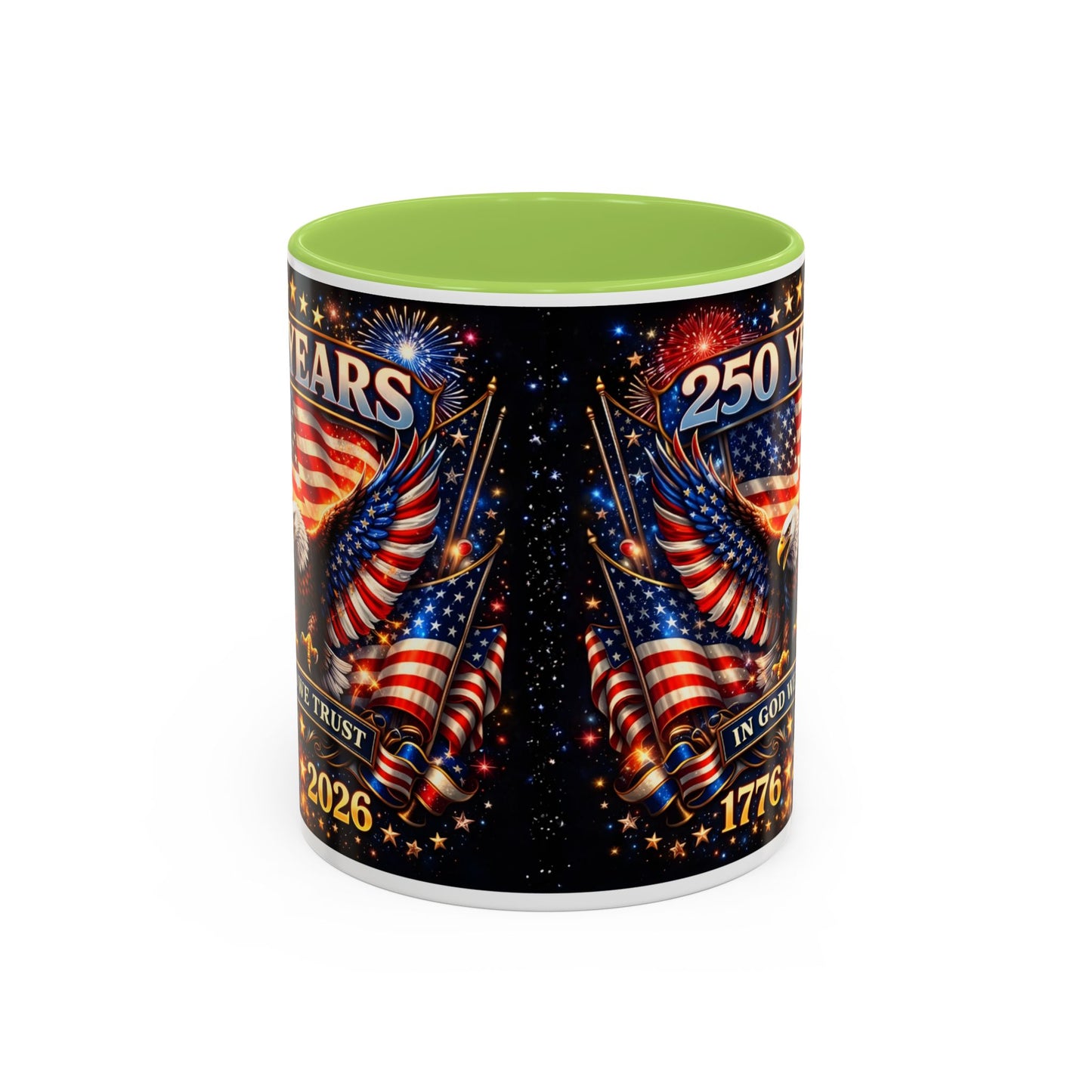 250 Years Patriotic Coffee Mug — In God We Trust 1776–2026
