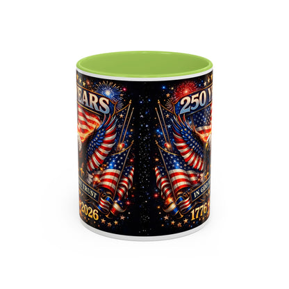 250 Years Patriotic Coffee Mug — In God We Trust 1776–2026