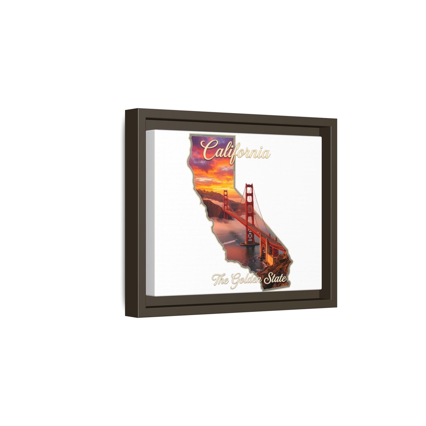 California Golden Gate Map Matte Canvas Print (Framed)
