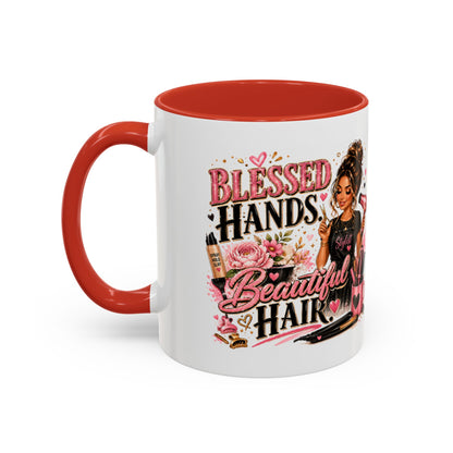 Blessed Hands Beautiful Hair Coffee Mug — Stylist Barber Hairdresser Gift