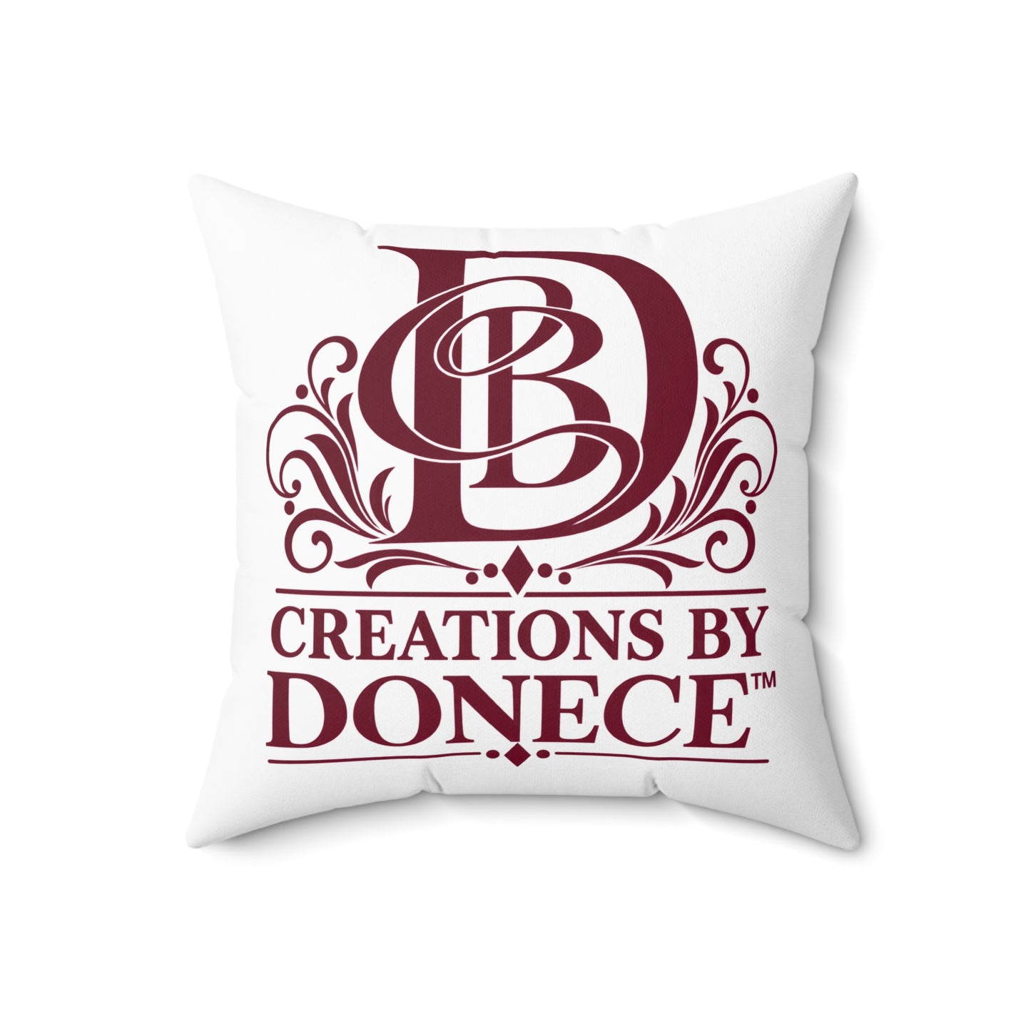 Monogram Logo Decorative Pillow — "Creations by Donece" Square Polyester Throw Pillow