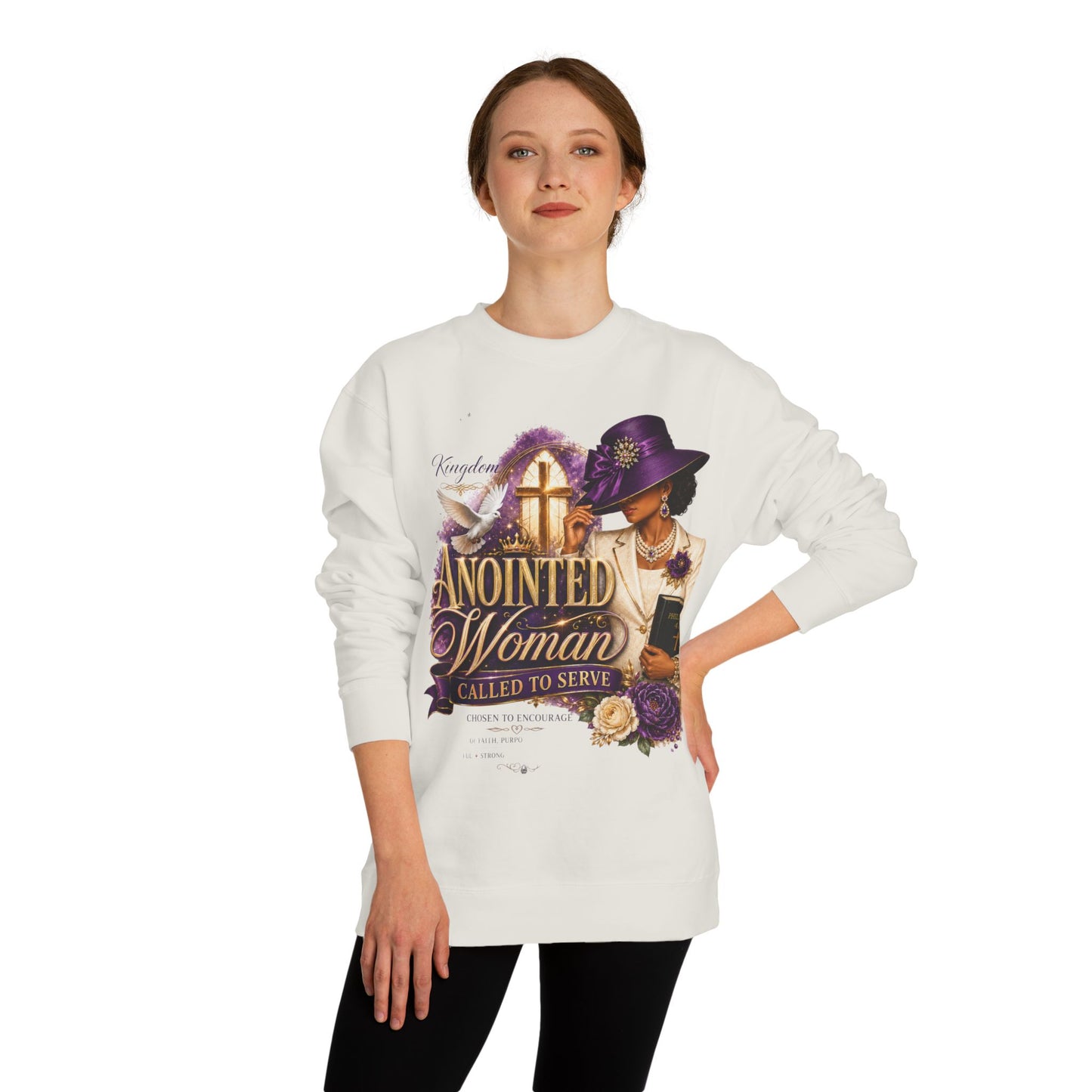 Anointed Woman Crewneck Sweatshirt — Called to Serve Gospel Graphic